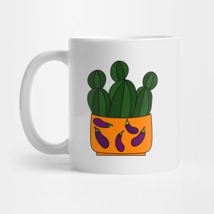 Cute Cactus Design #106: Eggplant Cactus Pot Mug